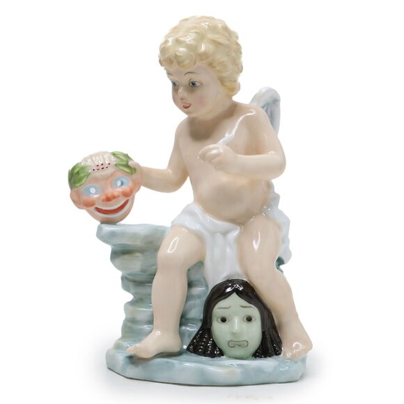 VINTAGE 1983 Doulton International Cherub of the Arts THEATRE Figurine Masks - Picture 1 of 5